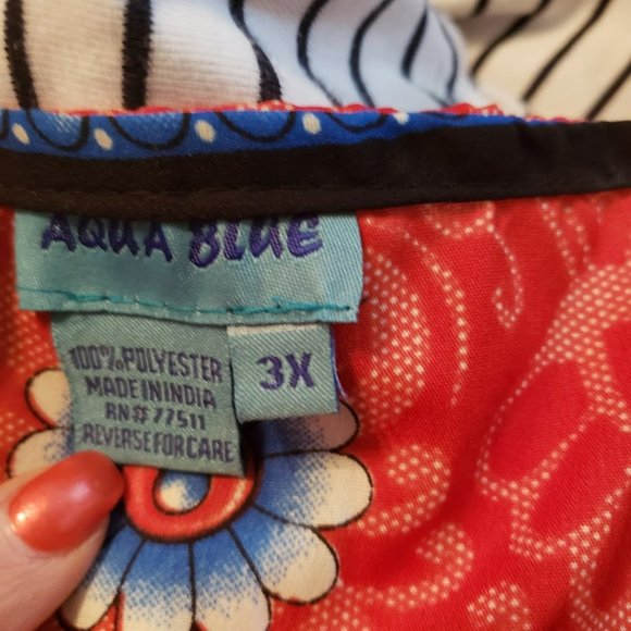 Red Blue Yellow Women Plus One Free Size Cover Up Tunic Dress - Picture 4 of 4